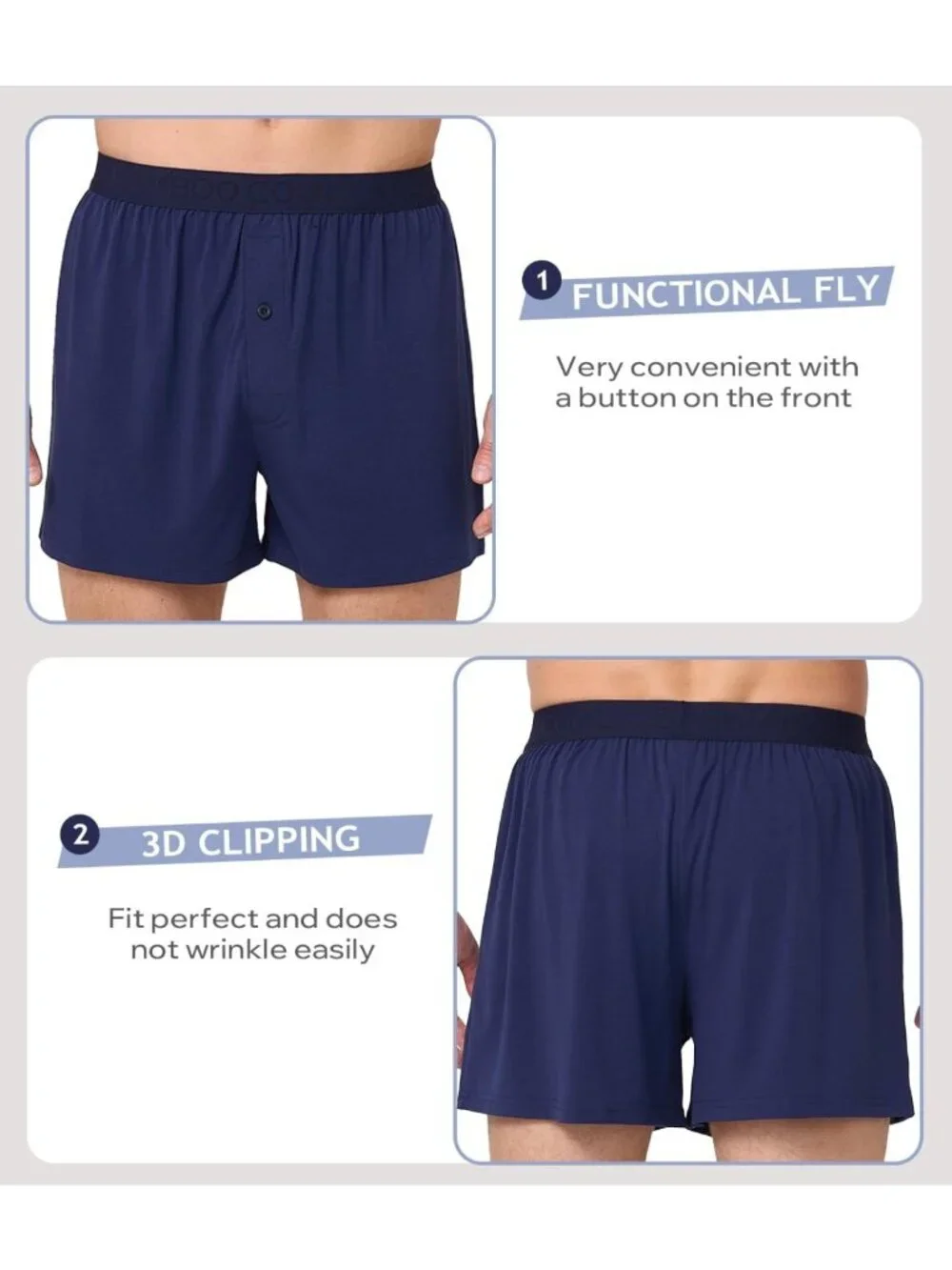 Men's Moisture-Wicking Boxer Shorts 4-Pack | Loose Fit, Soft Waistband, Tagless